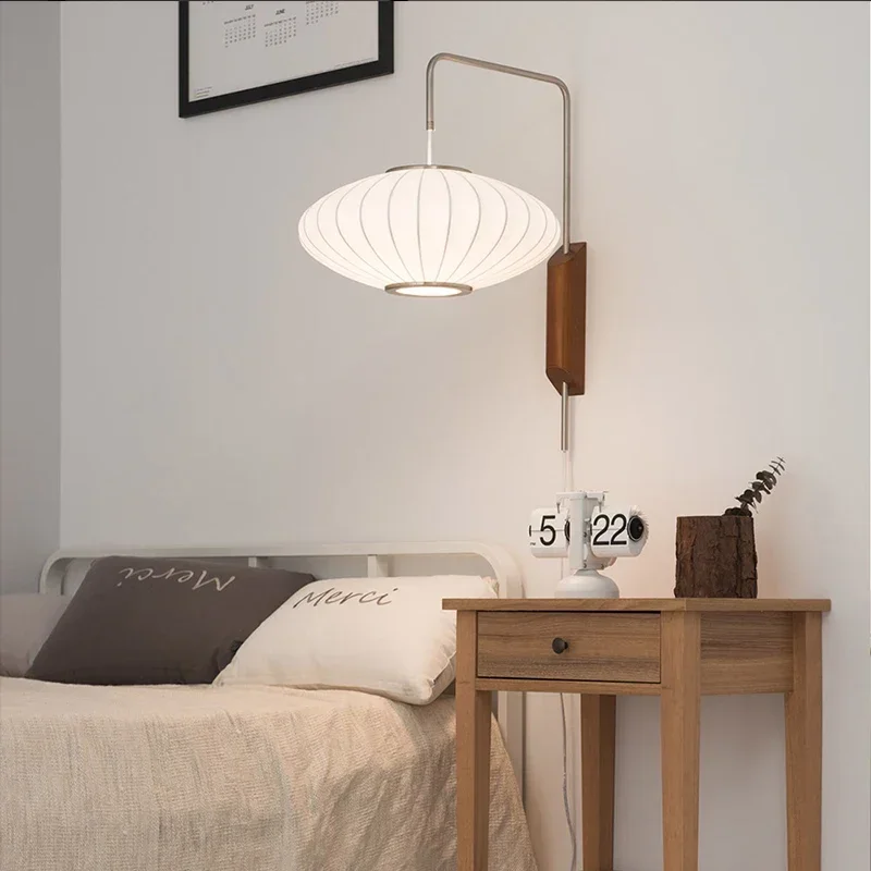 Nelson Wandlamp Moderne Japanse Wandlamp Voor Woonkamer Slaapkamer Thuis Bed Kantoor Hotel Zijde Doek Lamp