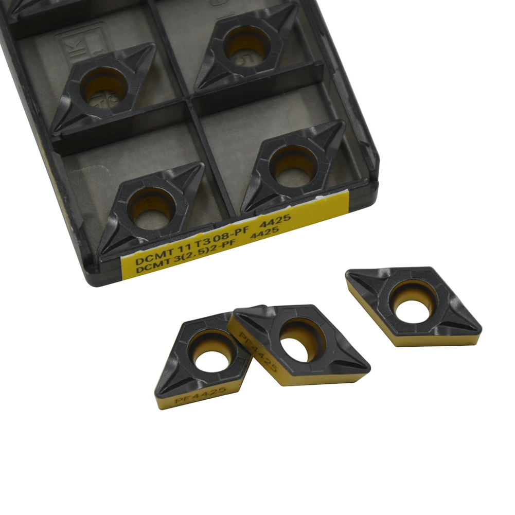 

10pcs DCMT11T308-PF DCMT3(2.5)2-PF Carbide Turning Inserts 4425 Blades Boring Bar Holder Cutting Tools for CNC Lathe Machine