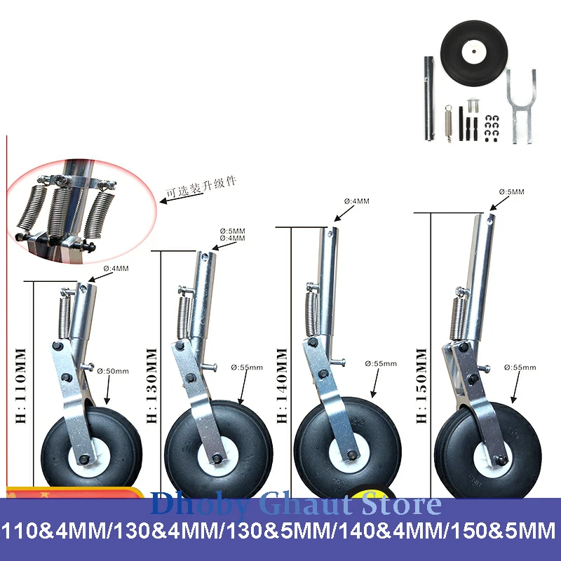 1 szt. 110/130/140/150mm 4mm 5mm ze stopu aluminium chowany zestaw do lądowania tłumienia koła klęczącego robaka układ sterowania do drona RC