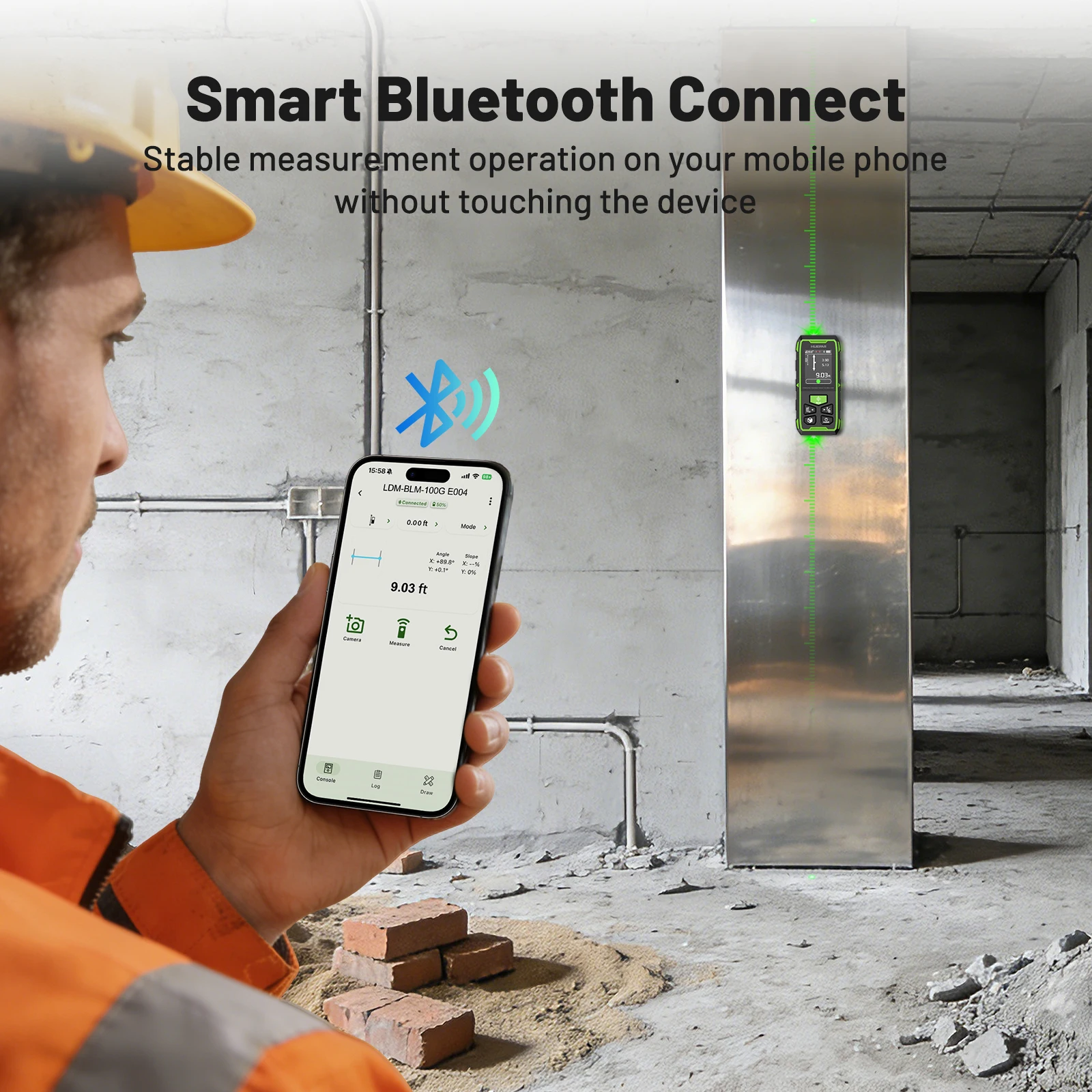 Laser Rangefinder, Dual Bluetooth Lasers,green Beam, Rechargeable Lithium Battery,3.7V 850mAh, for Outdoor Construction Projects