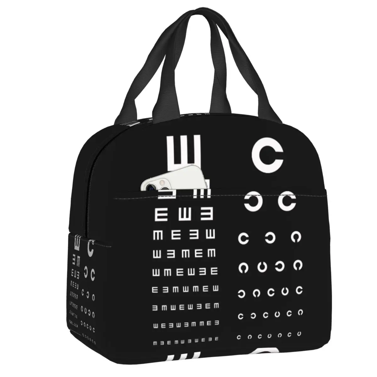 Custom Snellen Eye Chart Insulated Lunch Bag for School Office Optometrist Doctor Gift Thermal Cooler Lunch Box Women Kids