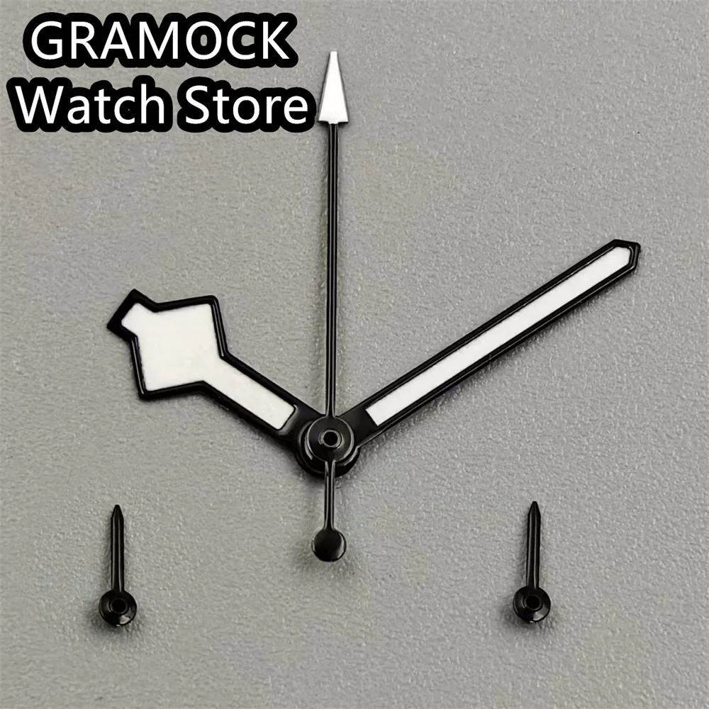 حركة جراموك كوارتز لساعات الرجال ، إكسسوارات ساعة ، يد ، أبيض ، أسود ، أيدي ندفة الثلج ، VK63 ، VK64