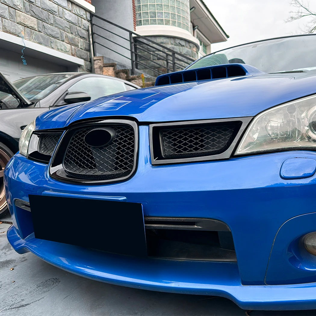 Imagen 5: Para Subaru Impreza WRX STI 9th 2006-2007 rejilla de coche rejilla de capó delantero parrilla de parachoques de carreras modificación Exterior negro brillante