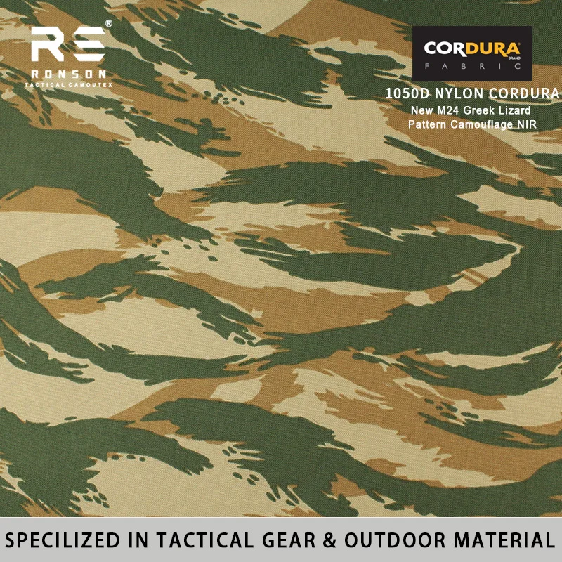 Ткань нейлоновая Cordura 1000D M24, новый греческий камуфляж Woodland Lizard, прочная, для тактического снаряжения, уличных сумок, с покрытием WR+PU NIR