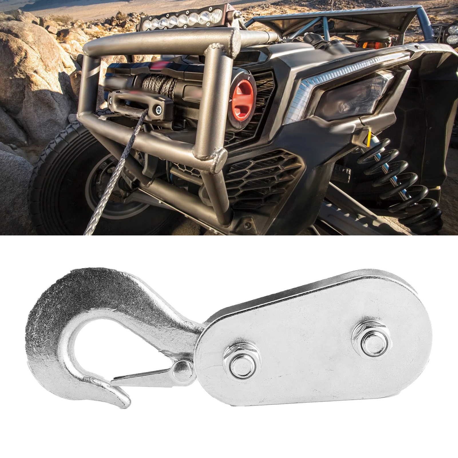 

2 Ton Snatch Block Wire Rope Lifting Pulley with Hook for UTV ATV Quad Bike Motocross Hoist Block 2T Snatch Block Snatch Block