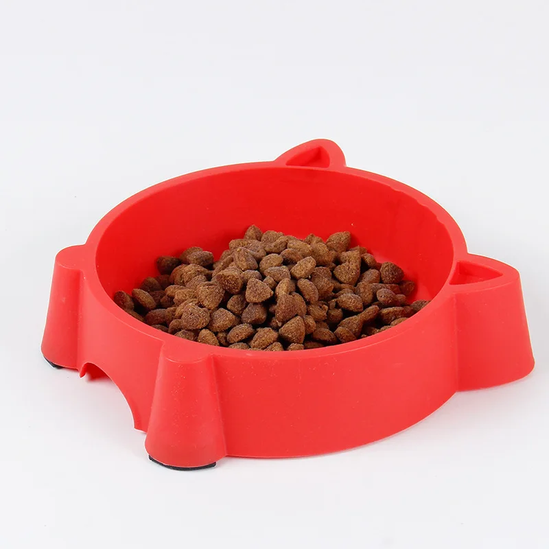 Pet Supplies Cat Shaped Pet Bowl Eco-friendly Plastic Non-Slip Dog Bowl Solid Cat Bowl Color Cute Durable Water Bowls for Cat