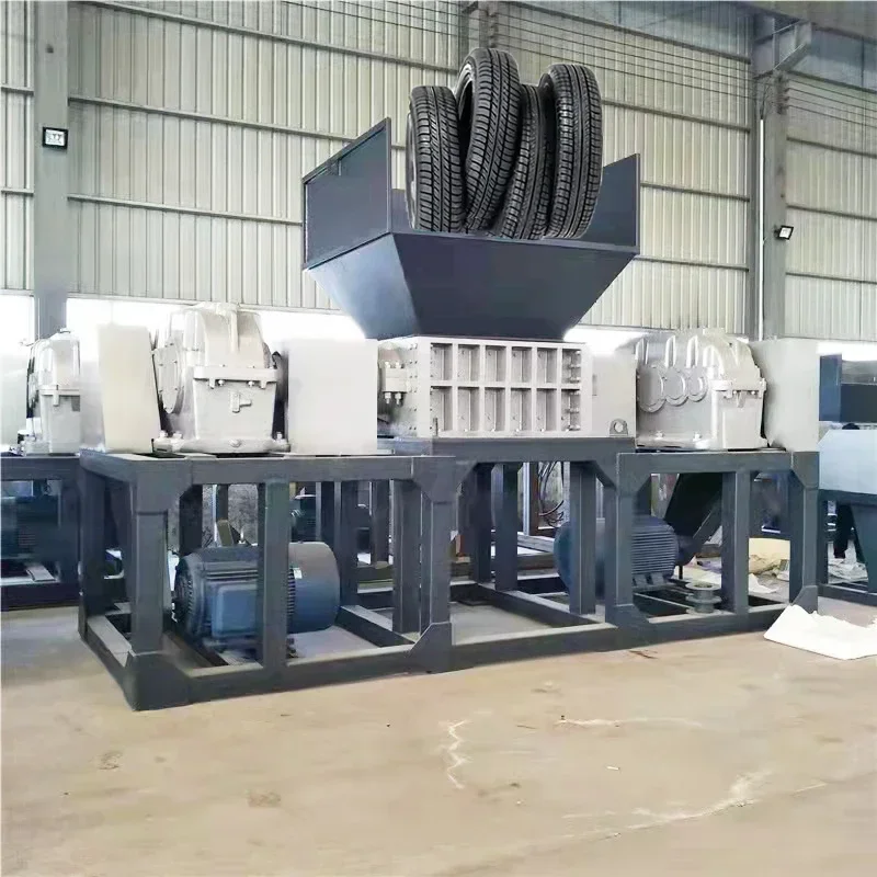 Double Shaft Waste Tire Shredder Tire Crusher Equipment Used Rubber Tyre Shredding Recycling Machines Production Line