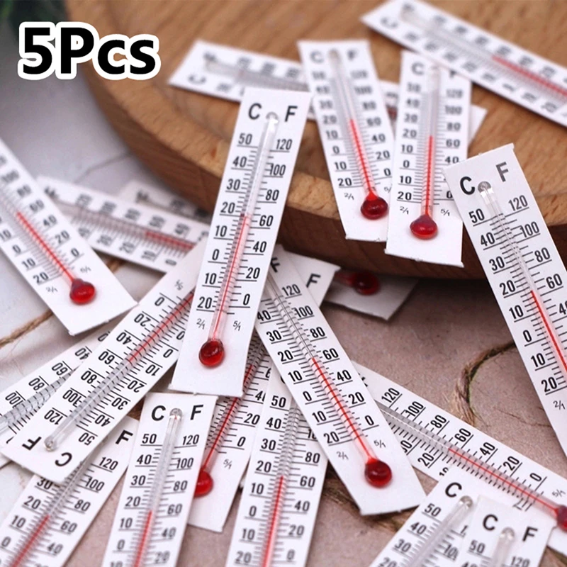 5Pcs Cute Dolls House Accessories Mini Paper Thermometer Model Dollhouse Paper Thermometer Paper Moisture-proof