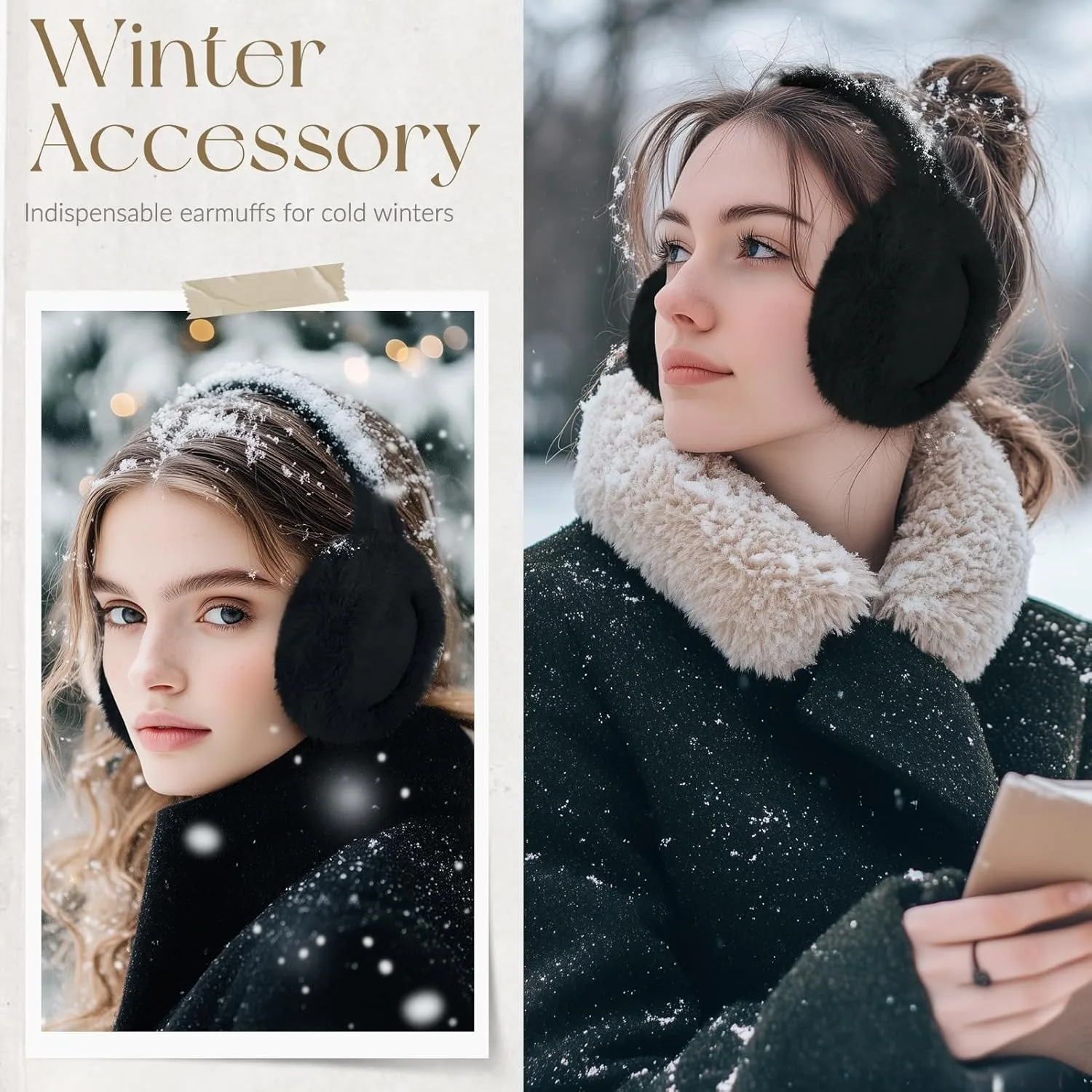 Women Suede Plush Earmuffs Wool Solid Plush Warm Outdoor Skiing Cycling Windproof Cold-Proo Winter Fluffy Ear Muffs Earflap