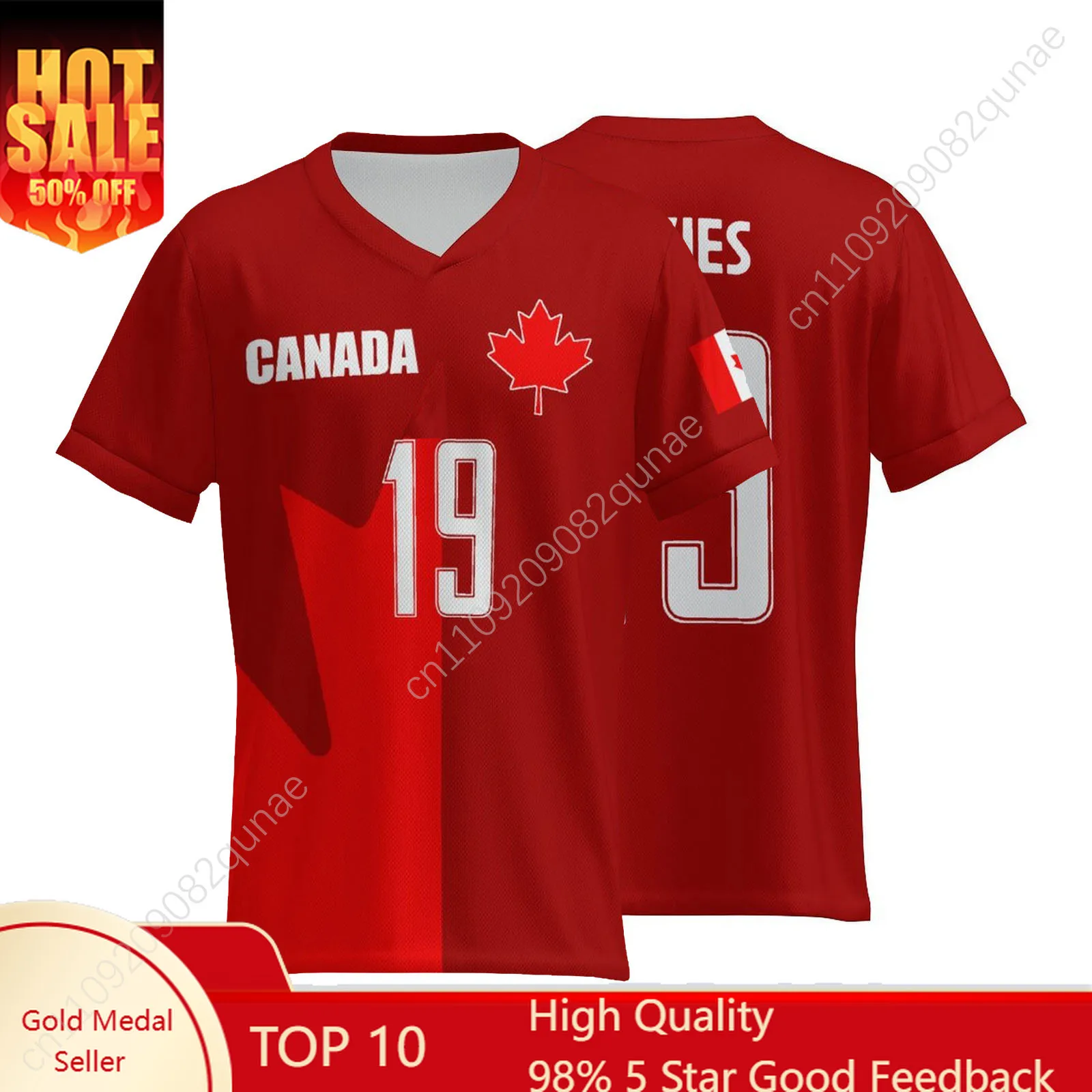 

Canada Jersey Footbal Satars NO. 19 Sports T Shirt Canadian Flag Jerseys Sports T Shirt Man Woman Soccer Short Sleeves TShirt