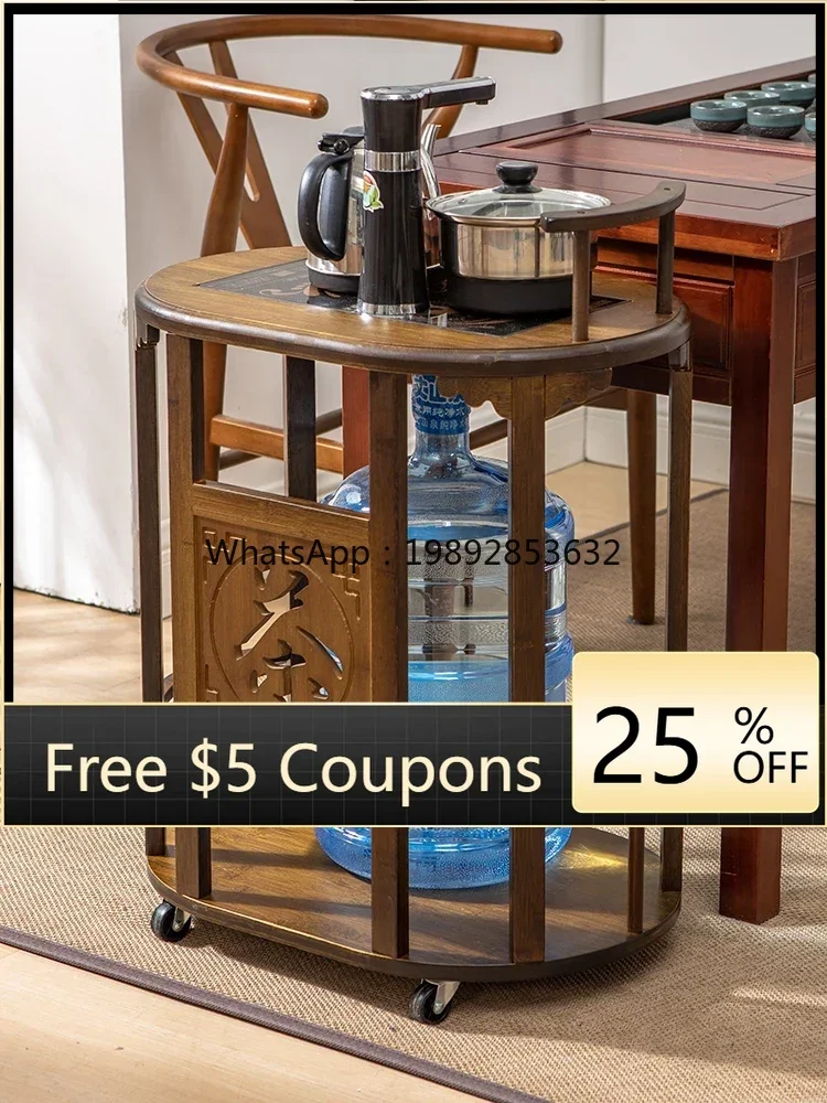 

Mobile Small Tea Cabinet Tea Table Kettle Integrated Set Household Solid Wood Tea Making Table