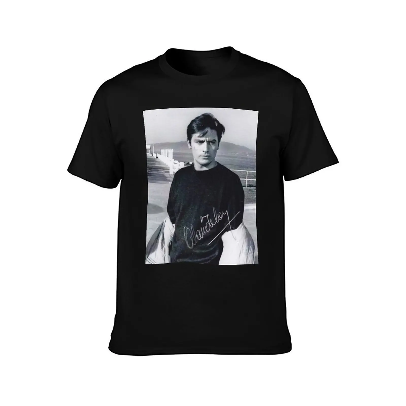 alain delon T-Shirt, Summer Casual Cotton Tee, Oversized Streetwear Tops, Vintage Graphic Print, Loose Fit Short Sleeve