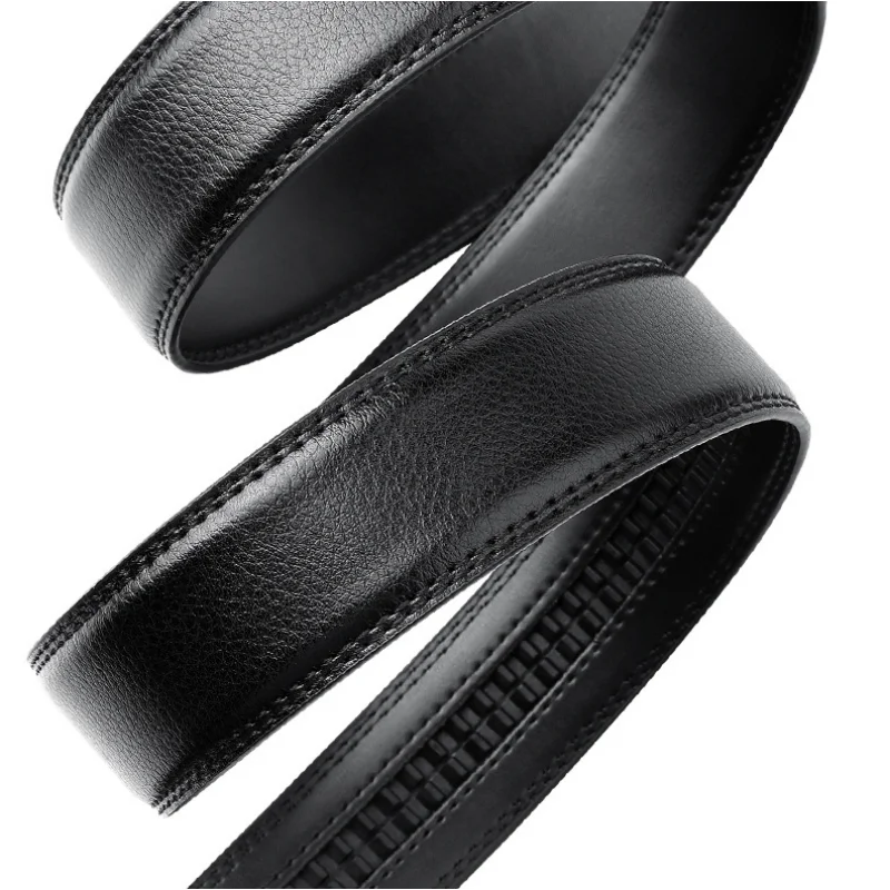 ความกว้าง 3.5 ซม.คุณภาพสูงของแท้หนังผู้ชายเข็มขัดโลหะอัตโนมัติ BUCKLE RATCHET สีดําสีน้ําตาล