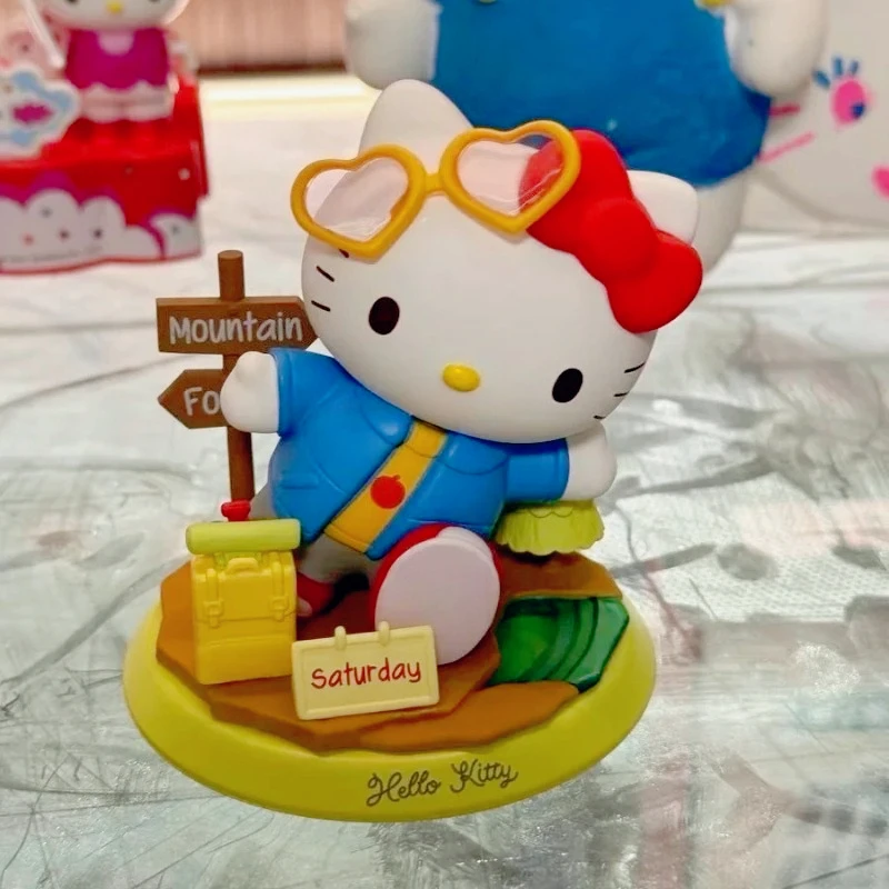 

Cartoon Hello Kitty Lovely Week Desktop Model Ornaments Living Room Tabletop Decoration Peripheral Toy Children Birthday Gifts