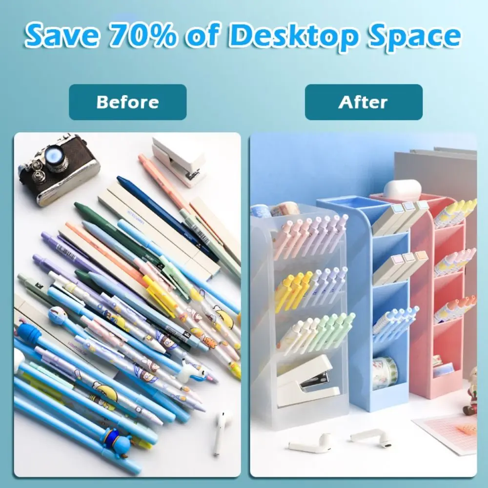 Multi-size Plastic Pen Holder Large Capacity Oblique Insertion Type Pen Container Desktop Organizer Pen Bucket Home Office view 5
