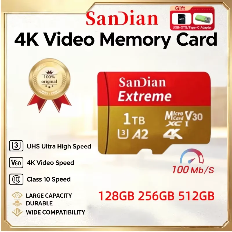 

2026 New Original 1TB Micro TF/SD 128GB 256GB Card Memory Card Mini Memory Card Class10 For Camera/Phone/Drone