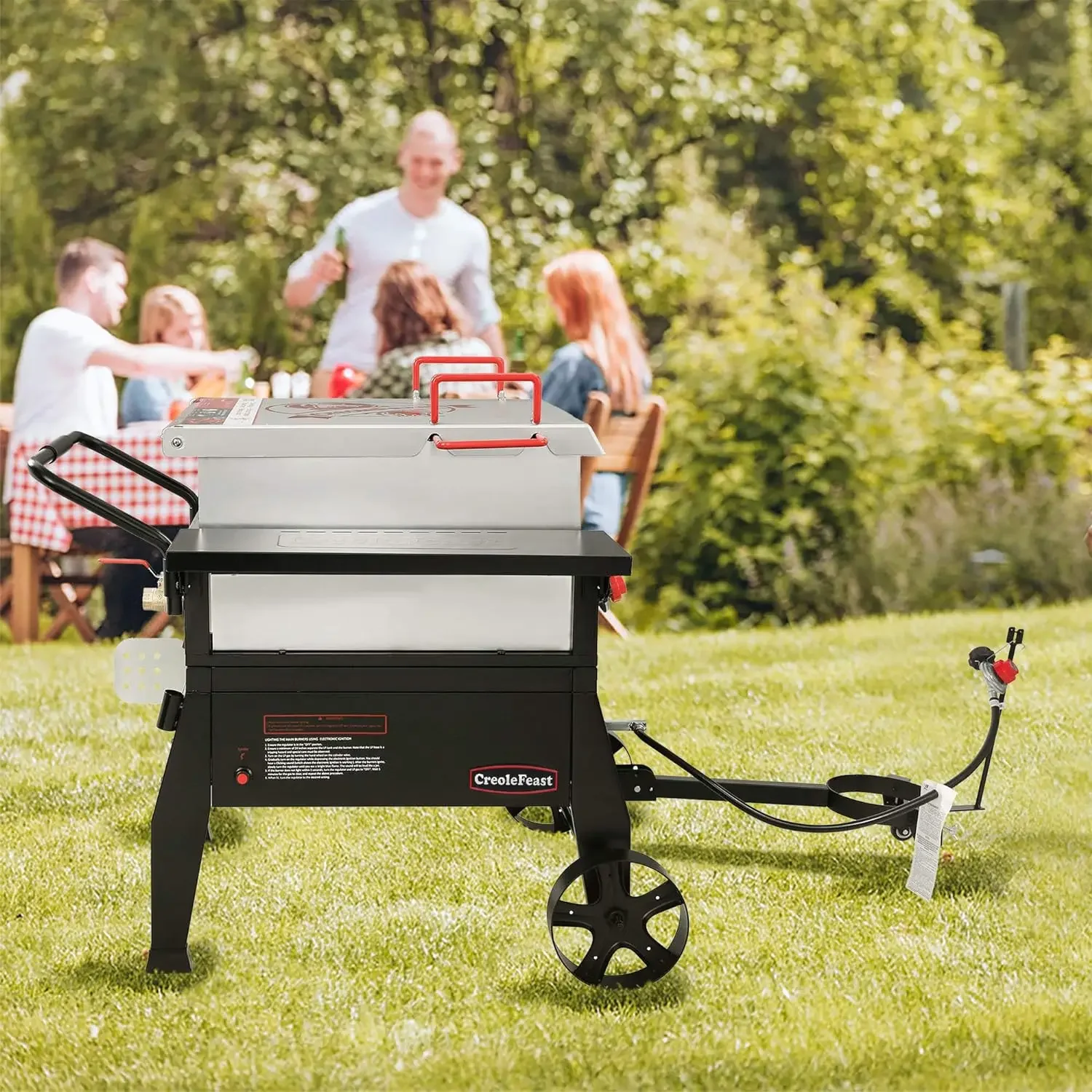 Creole Feast CFB1001A 90 qt. Crawfish Seafood Boiler, Single Sack Outdoor Stove Propane Gas Cooker with 10-psi Regulator