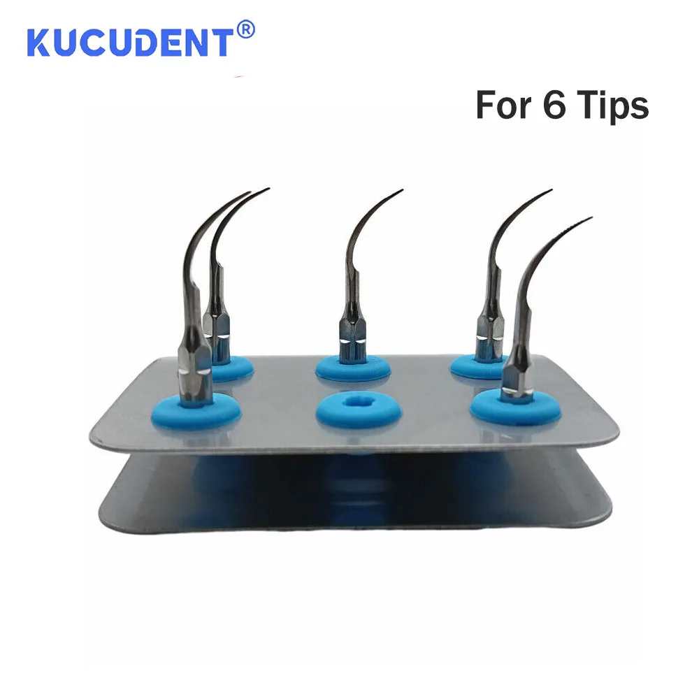 KUCUDENT Ultrasonic Dental Scaler Tips Holder Stand 6 Holes Dentistry Disinfection Storage Box Fit EMS NSK Satelec Sirona DTE