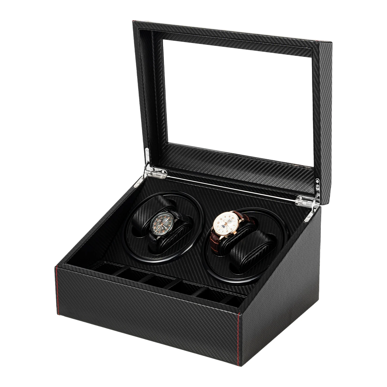 

Automatic Watch Winder 4+6 Luxury Watch Display Box Carbon Fiber PU Storage Case for Man/Woman's Watch Gift