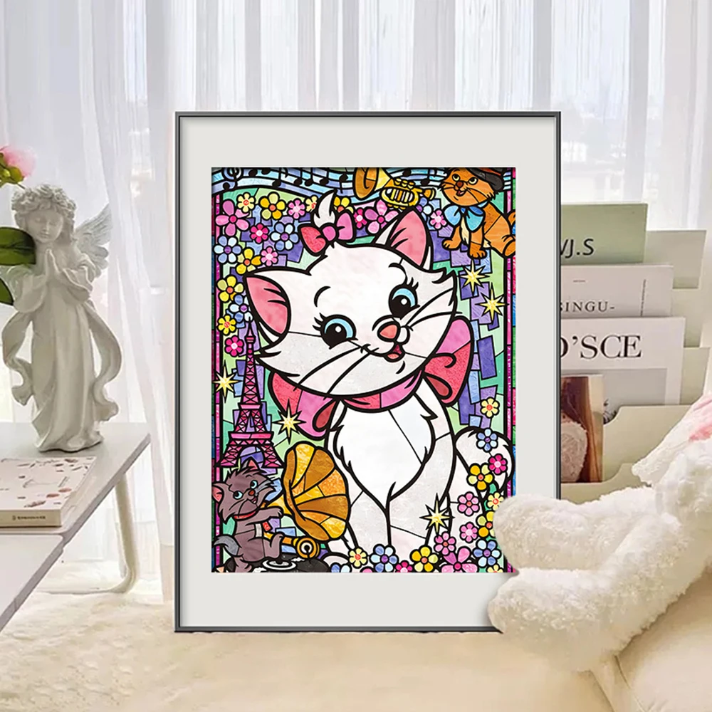 Disney 5D DIY Diamond Painting Marie Cat Cartoon Handmade Art Mosaic Animal Home Decoration30x40cm