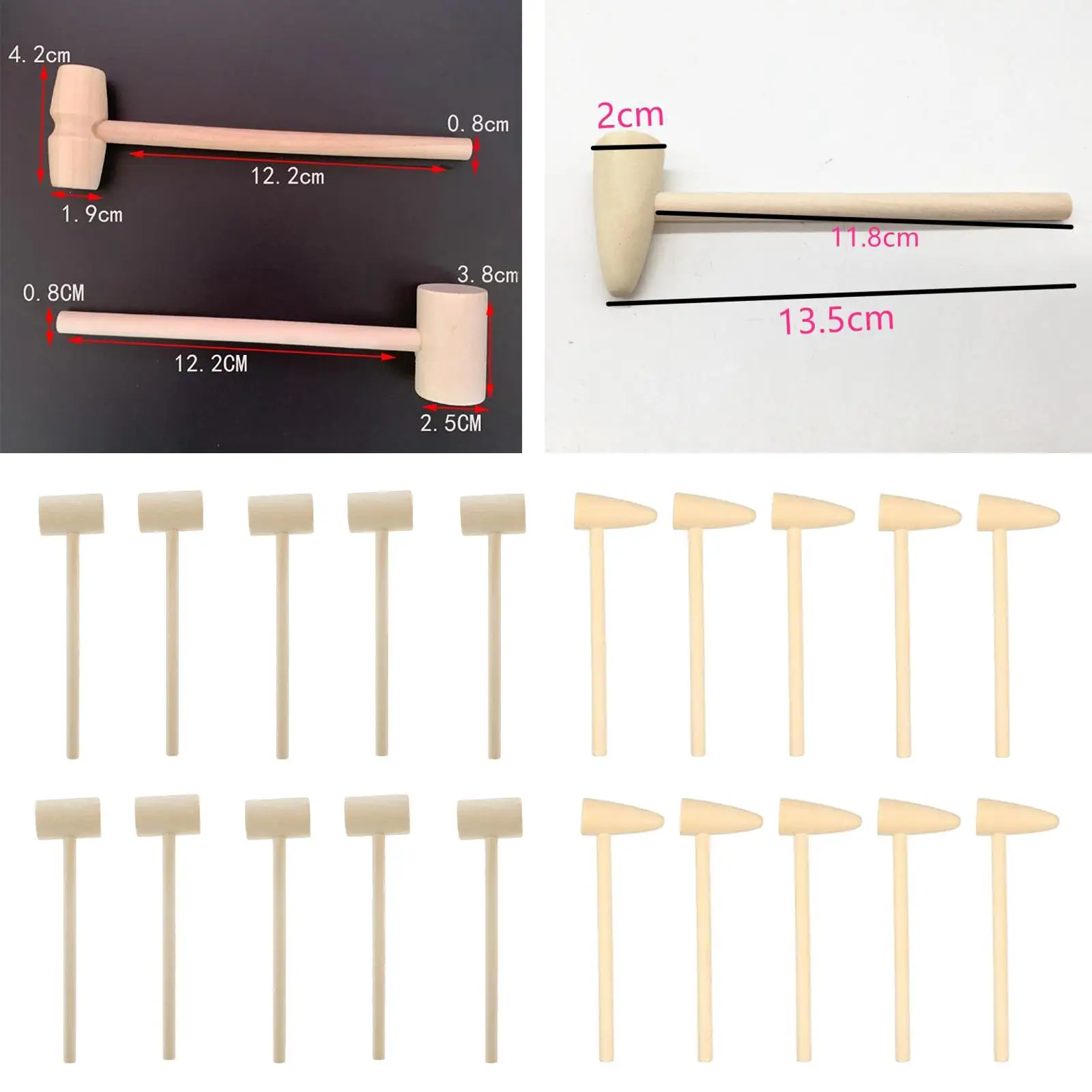 Educational Mini Wooden Hammer Tool for Chocolate Pounding Creative Learning Toy for Boys and Girls