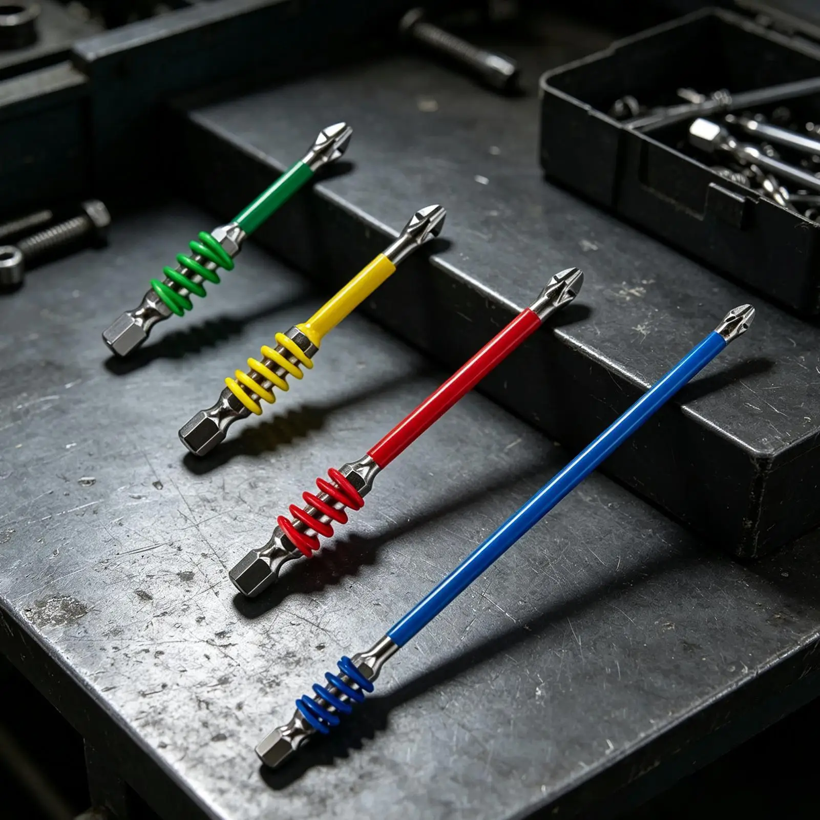 Magnetic Bit Set Spring Loaded Alloy Steel Shock Absorption Magnetic Anti Slip Bits For Car Owner Home Maintenance Personnel