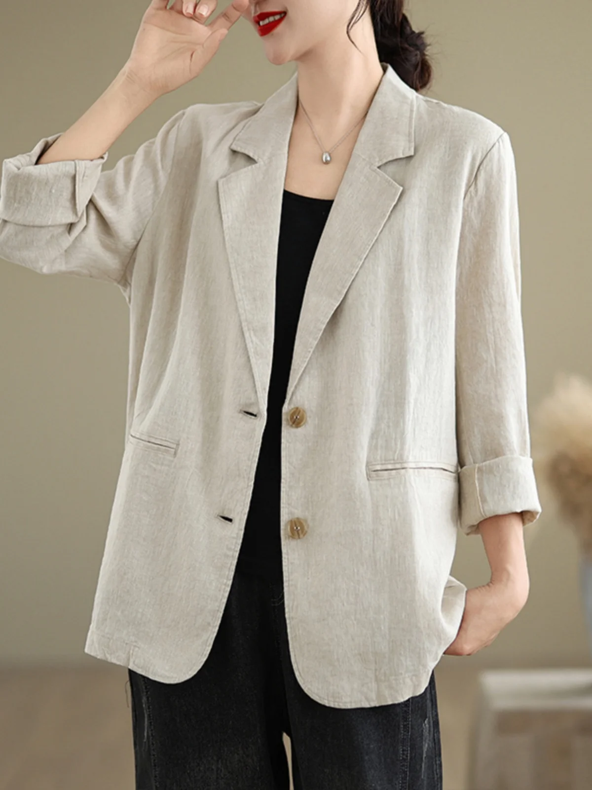 Abito retrò in cotone e lino Jaet da donna primavera autunno sciolto casual lungo Sve irt classico sle abbottonato abbigliamento da ufficio