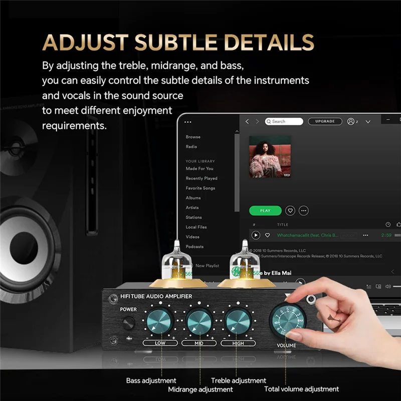 

A99E-Hifi Tube Audio Amplifier JAN5654 Vacuum Tube Buffer Treble Adjustment Audio Tube Preamp Stereo Receiver