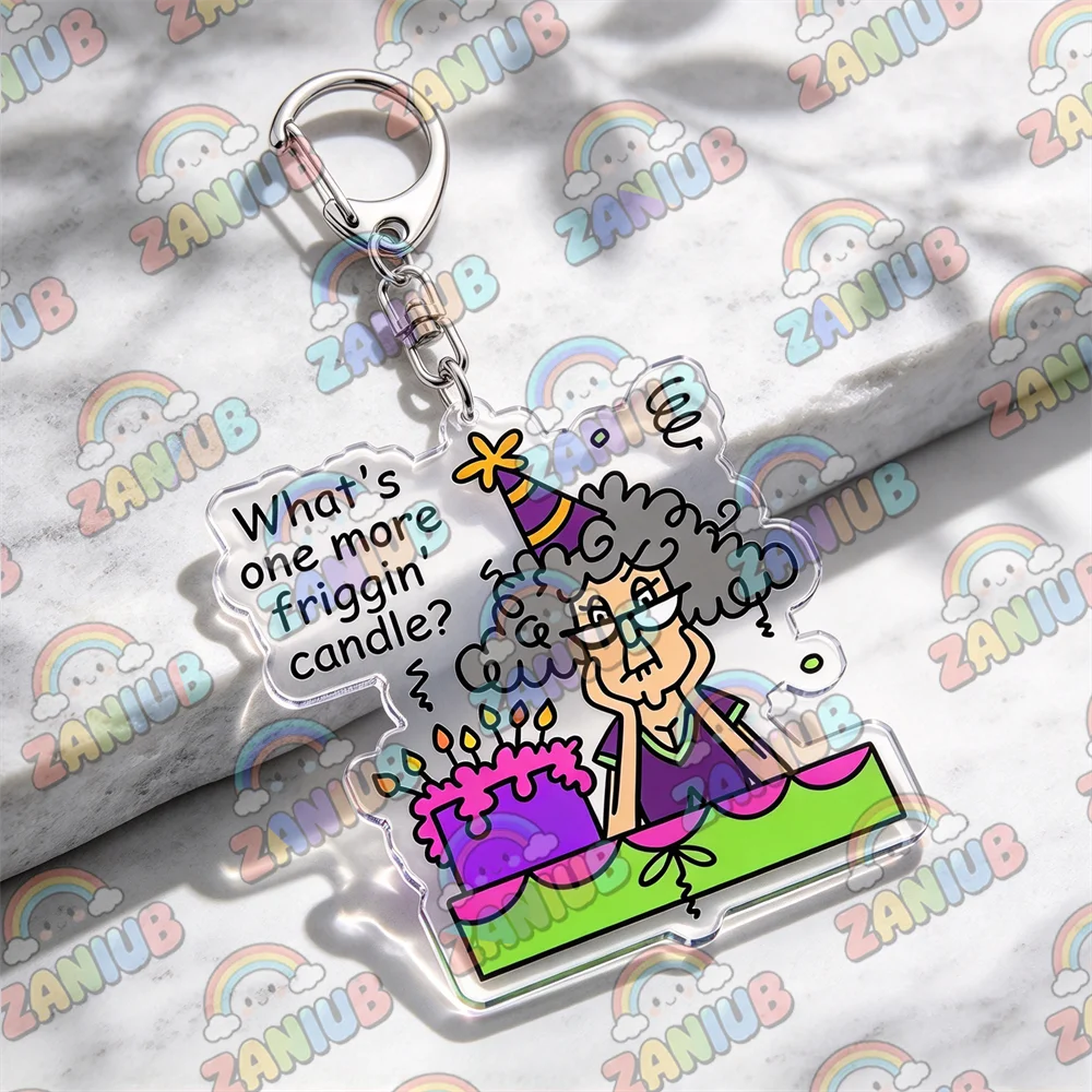 Cartoon Old Man Over The Hill Keychains for Accessories Bag Charm Growing Up Old Age Humor Key Chain Keyrings Birthday Gifts