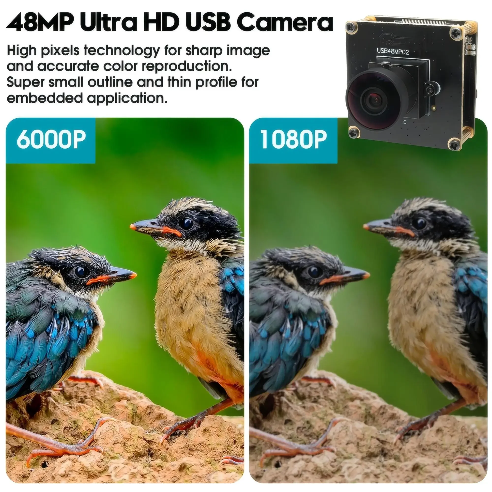 

ELP 48MP Wide Angle USB Camera Moudle 4K 30fps USB Camera PC Webcam with 170 Degree Fisheye Lens for Machine Vision