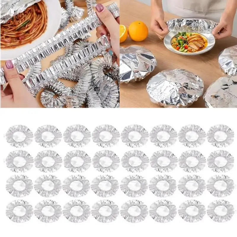 ~30/40Pcs Reusable Aluminum Foil Bowl Cover Heat Insulation And Heat Preservation Food Grade Oven Takeaway Picnic