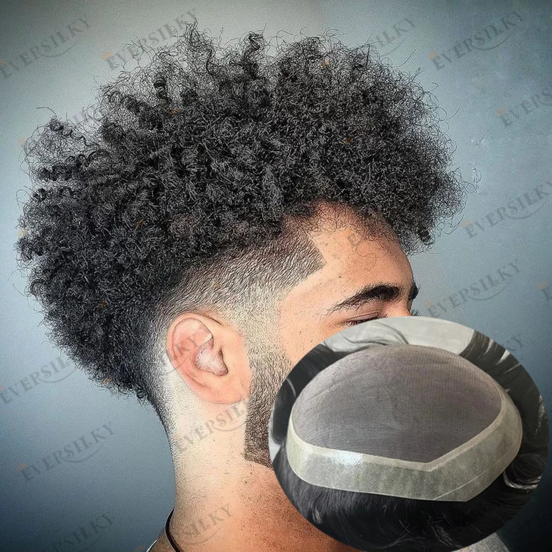 

Americian Черный Человек Супер прочный 8 мм вьющийся коричневый # 4-мужские парики из натуральных волос, замена необнаружимого монопарика из искусственной кожи