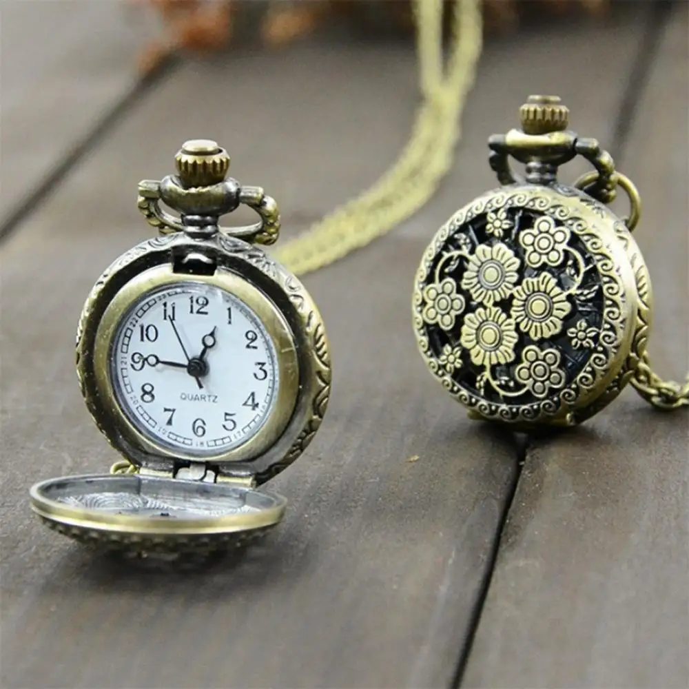 Vintage Steampunk kwarcowy naszyjnik rzeźba wisiorek łańcuszek zegar kieszonkowy zegarek Steampunk miedź Vintage Hollow Out analogowy zegarek na breloczku