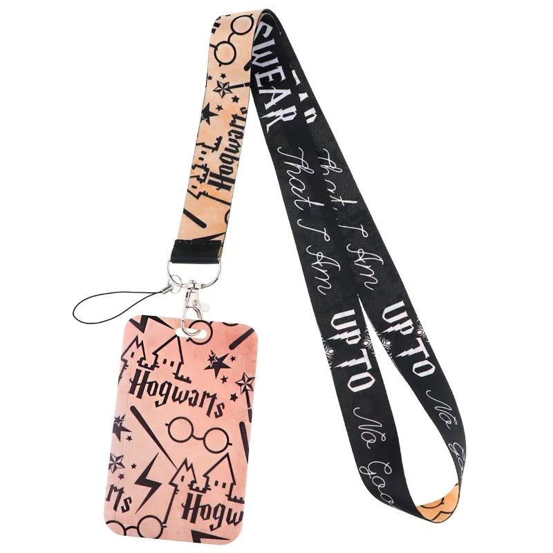 2024 Anime Hogwarts Badge Card Cover School Bus Card Holder Long Rope Neck Strap Subway Card Case Waterproof Protective Cover