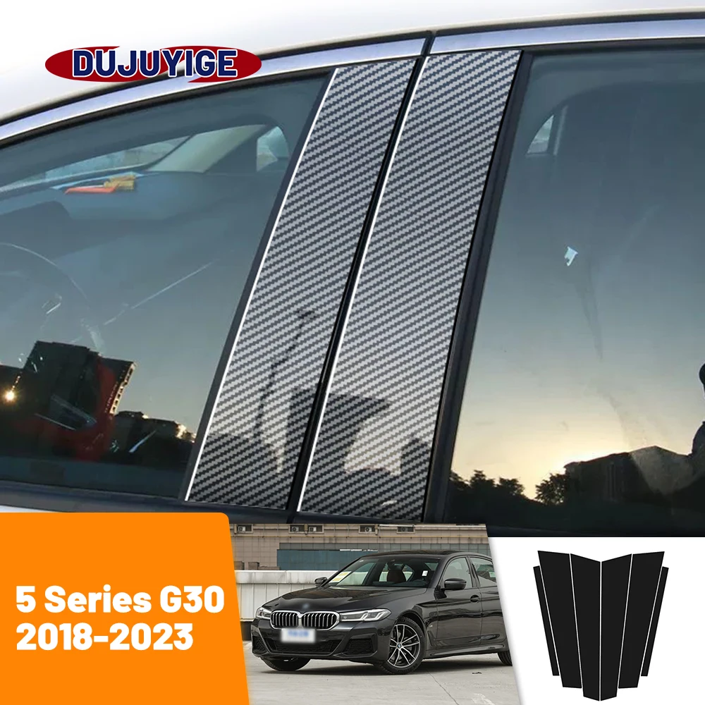 

For BMW 5 Series G30 2018-2023 2019 2020 2021 2022 Carbon Fiber Window Door Column Deal B C Pillar Post Cover Trim Sticker