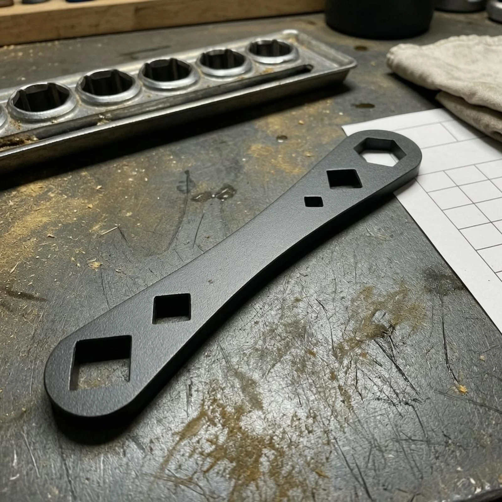 Oil Drain Plug Wrench Hex and Square Openings Oil Plug Removal Tool Multi-Opening Wrench Black Extended
