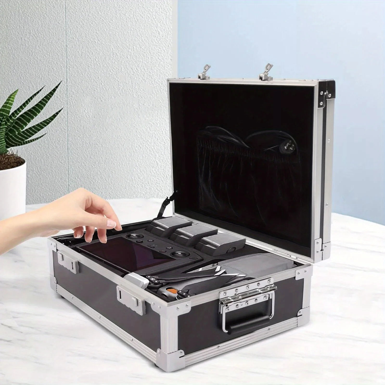 

Premium Black Aluminum Tool Case - Durable & Portable Storage Box with Carrying Handle for Professionals