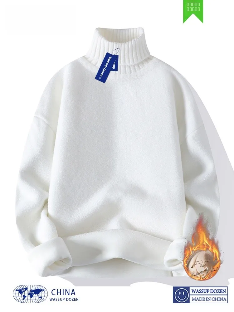 

High Collar Knitted Sweater ex Autumn Winter Casual Sle Couple Matching Base Layer Long Sve Warm Comfortable Knitwear