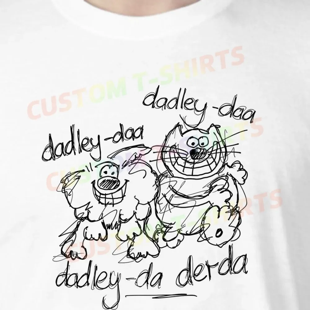 

116 202_Roobarb_and_Custard Fans' comic-style hand-drawn pattern T-shirts for both men and women in summer