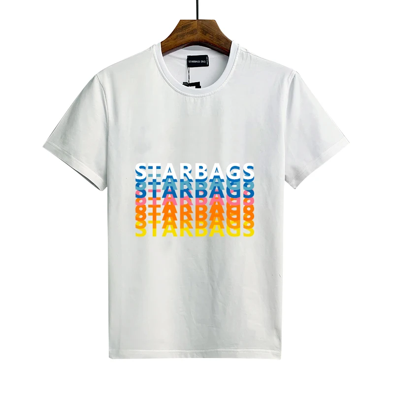 Starbags dsq Short sleeve T-shirt men`s wear creative overlapping color print summer cotton fashion trend top quality T-shirt