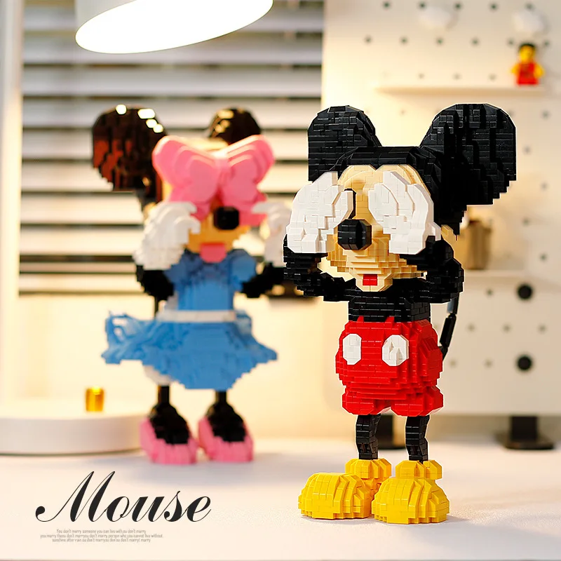 1906pcs+ Mickey Mouse Diamond Building Blocks Classic Disney Blindfold Minnie Mouse Micro Bricks Figures Toys For Gift