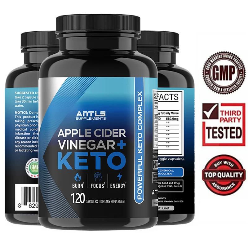 Apple Cider Vinegar + Ketones - Boost Metabolism, Fat Burning, Energy & Focus - 60/120 Capsules