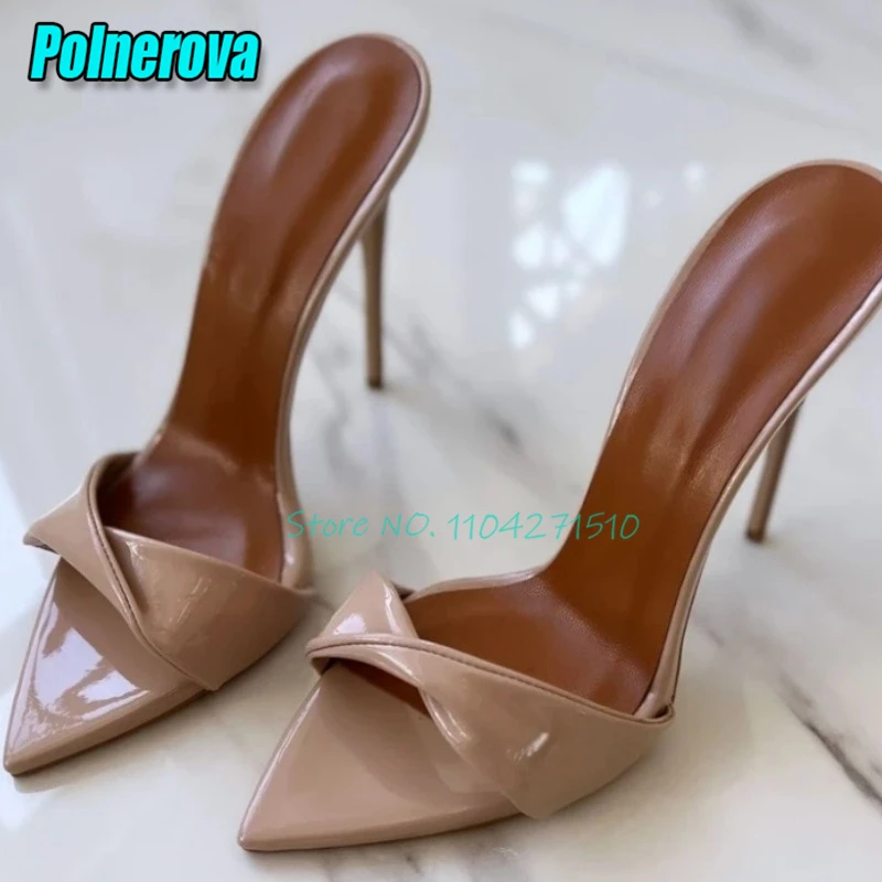 

Women's Pointed Toe 12CM High Heels Slippers Sexy Twisted Strap Design Stiletto Mules Summer Fashion Elegant Party Dress Shoes