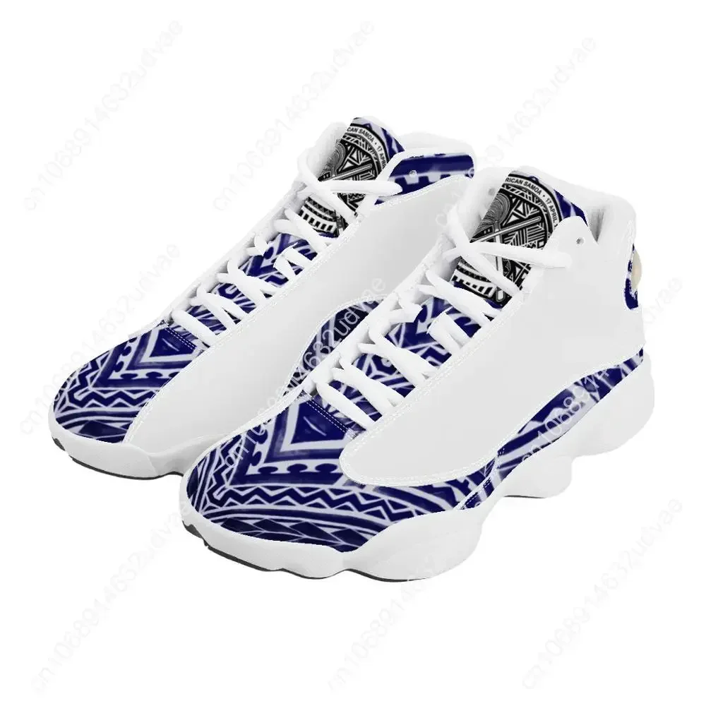 Blaue ethnische polynesische Samoa Stammes-Stil Junge Turnschuhe Laufschuhe benutzer definierte Ball Sport Team Logo Männer Basketball Sportschuhe