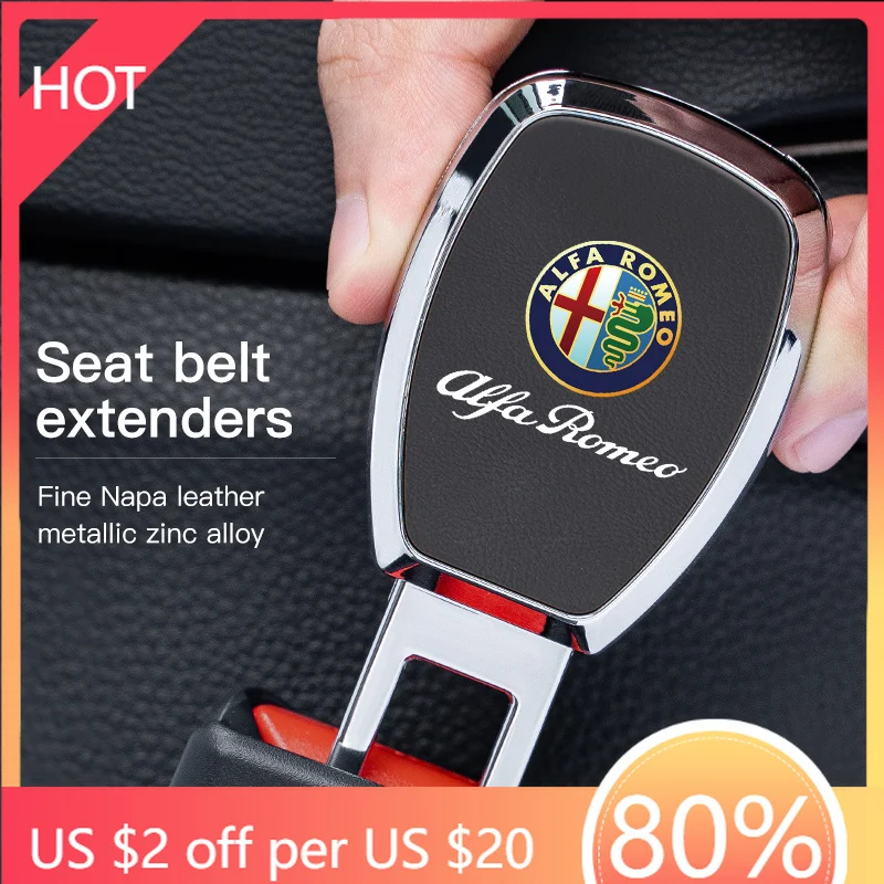 

Car Stickers Car Seat Belt Extender Plug Clip Lock Buckle Accessories For Alfa Romeo Giulia Stelvio Giulietta 156 159 147 Mito T