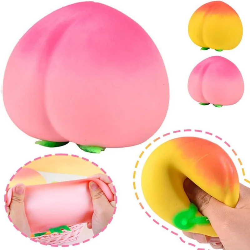 Juguetes Blandos de Melocotón, Juguetes Sensoriales Antiestrés de Frutas, Novedosos Juguetes Fidget de Comida, Bolas Flexibles Fidget, Regalo de Descompresión