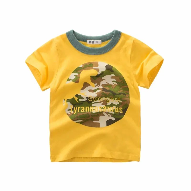 Cartoon Dinosaur Baby Boys T-Shirts 2 3 4 5 7 9 Years Kids Summer Cotton Tees Children Short Sleeves Summer Clothing  9052