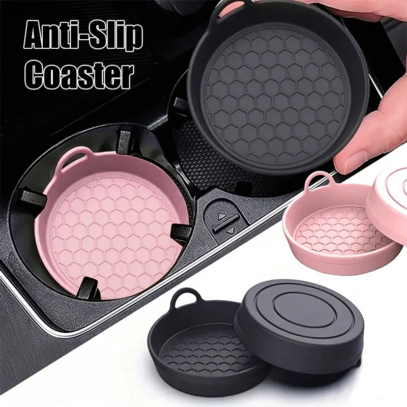 Anti-slip Silicone Car Coasters Non-slip Heat-resistant Design For Car Durable Eco-friendly Spill-proof Fits Most Cup Holders