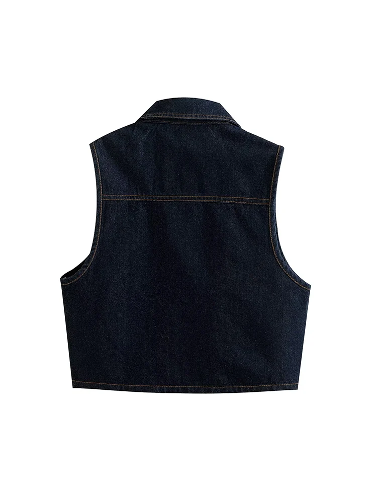 Willshela Women Fashion Denim Single Breasted Waistcoats Vest Vintage Lapel Neck Sleeveless Jackets Female Chic Lady Tank Tops