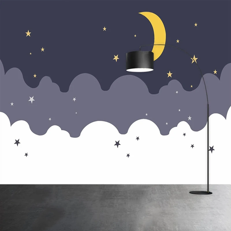 

Custom Photo Mural Cartoon Pattern Wallpaper Moon Stars Home Decor Painting Background For Living Room Bedroom Backdrop 3D